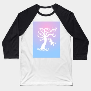 Blue to Pink Tree Swing Silhouette Baseball T-Shirt